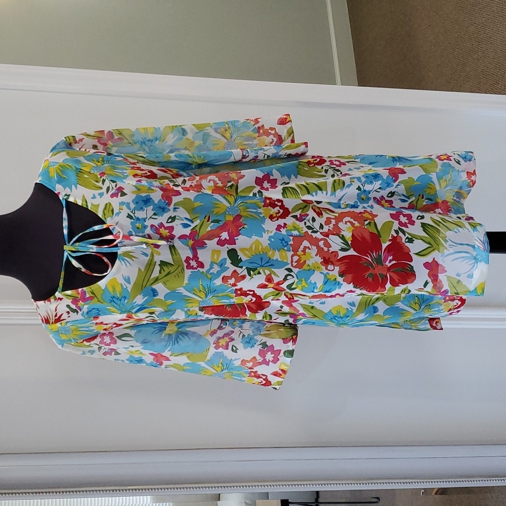 Flower print sheer tunic